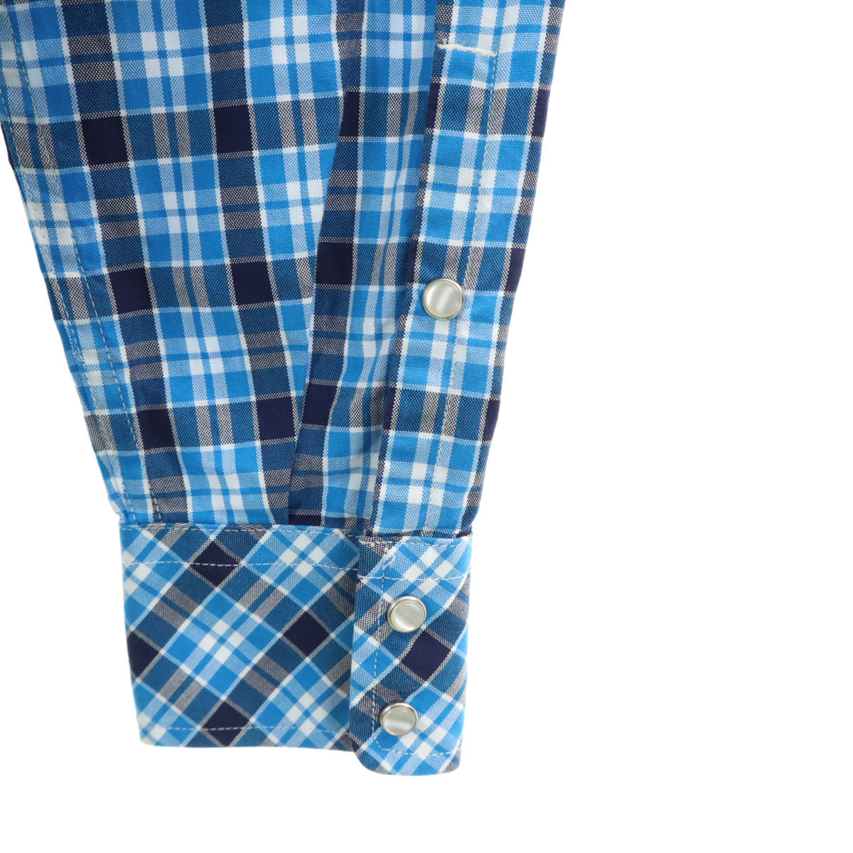 DIESEL ディーゼル チェック 長袖 ウエスタンシャツ S ブルー系 メンズ