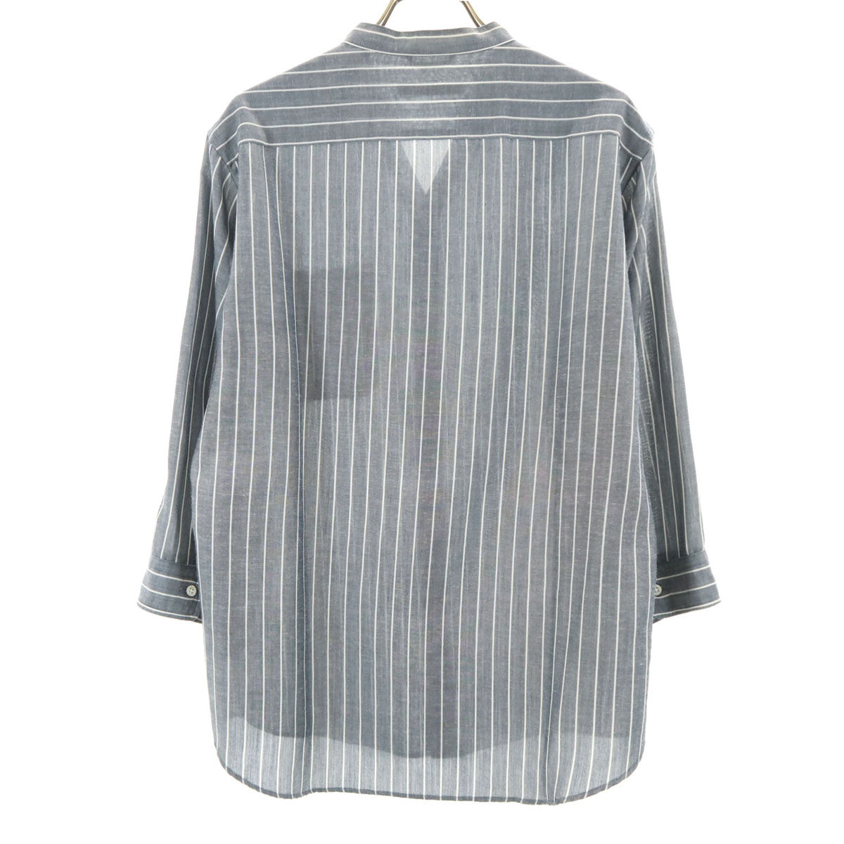 SHIPS シップス ストライプ 7分袖 オープンカラーシャツ S ネイビー系 メンズ