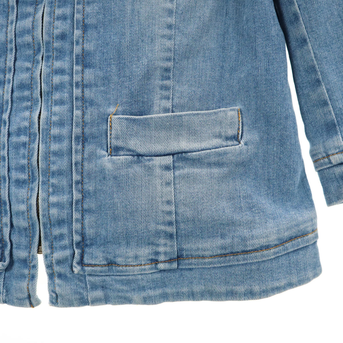 MAX&CO マックスアンドコー 7分袖 ノーカラー デニムジャケット 38 ウォッシュブルー マックスマーラ レディース