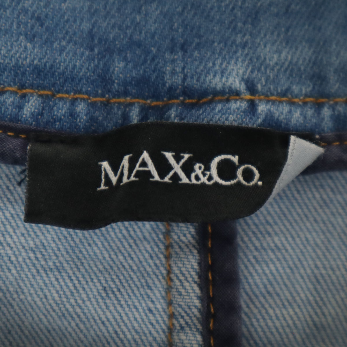 MAX&CO マックスアンドコー 7分袖 ノーカラー デニムジャケット 38 ウォッシュブルー マックスマーラ レディース