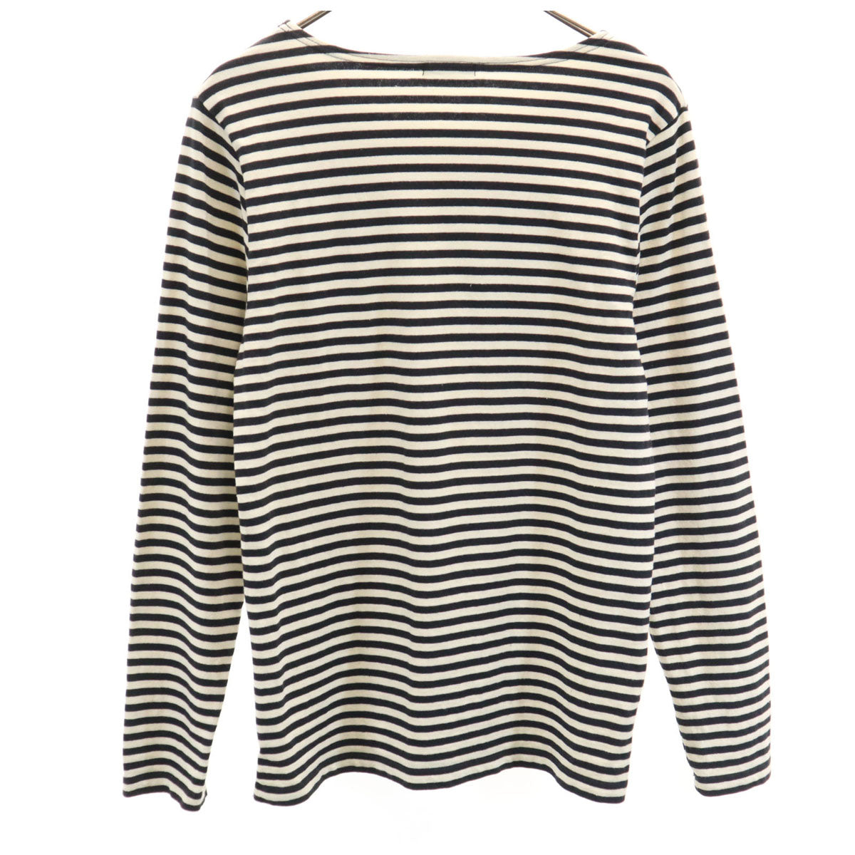 nano universe ナノユニバース ボーダー柄 長袖 ボートネック バスクシャツ L アイボリー レディース