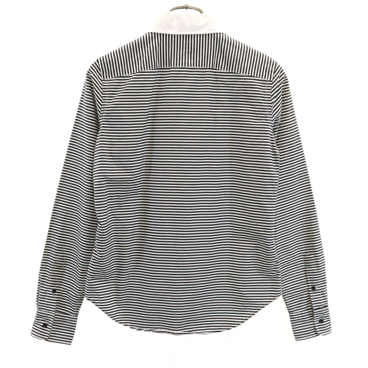 RALPH LAUREN ラルフローレン ボーダー柄 長袖 スーパースリムフィット コットンシャツ 6 ホワイト レディース