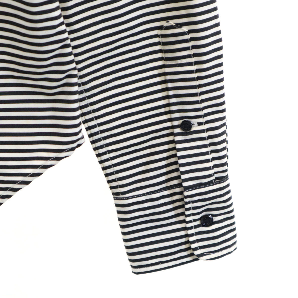 RALPH LAUREN ラルフローレン ボーダー柄 長袖 スーパースリムフィット コットンシャツ 6 ホワイト レディース