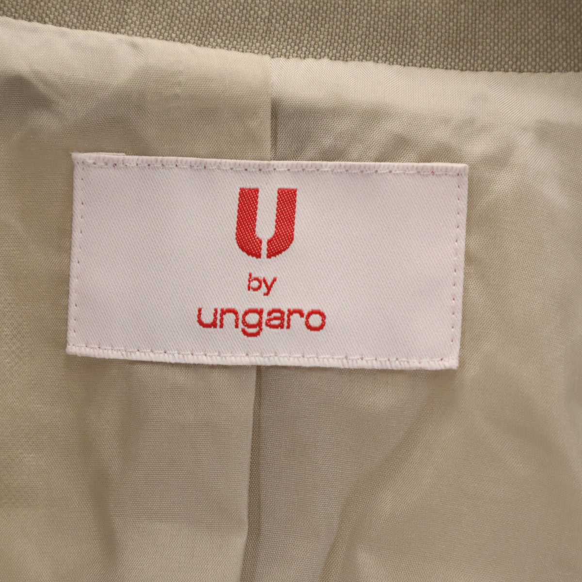 U by ungaro ユーバイウンガロ 日本製 シルクブレンド テーラードジャケット 40 グレージュ レディース