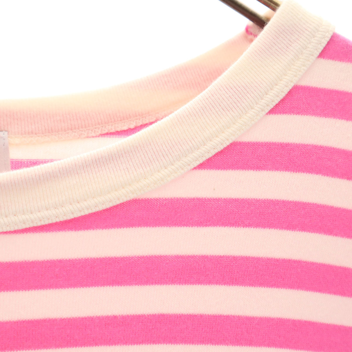 DIARIES ダイアリーズ 日本製 ボーダー柄 7分袖 Tシャツ ピンク レディース