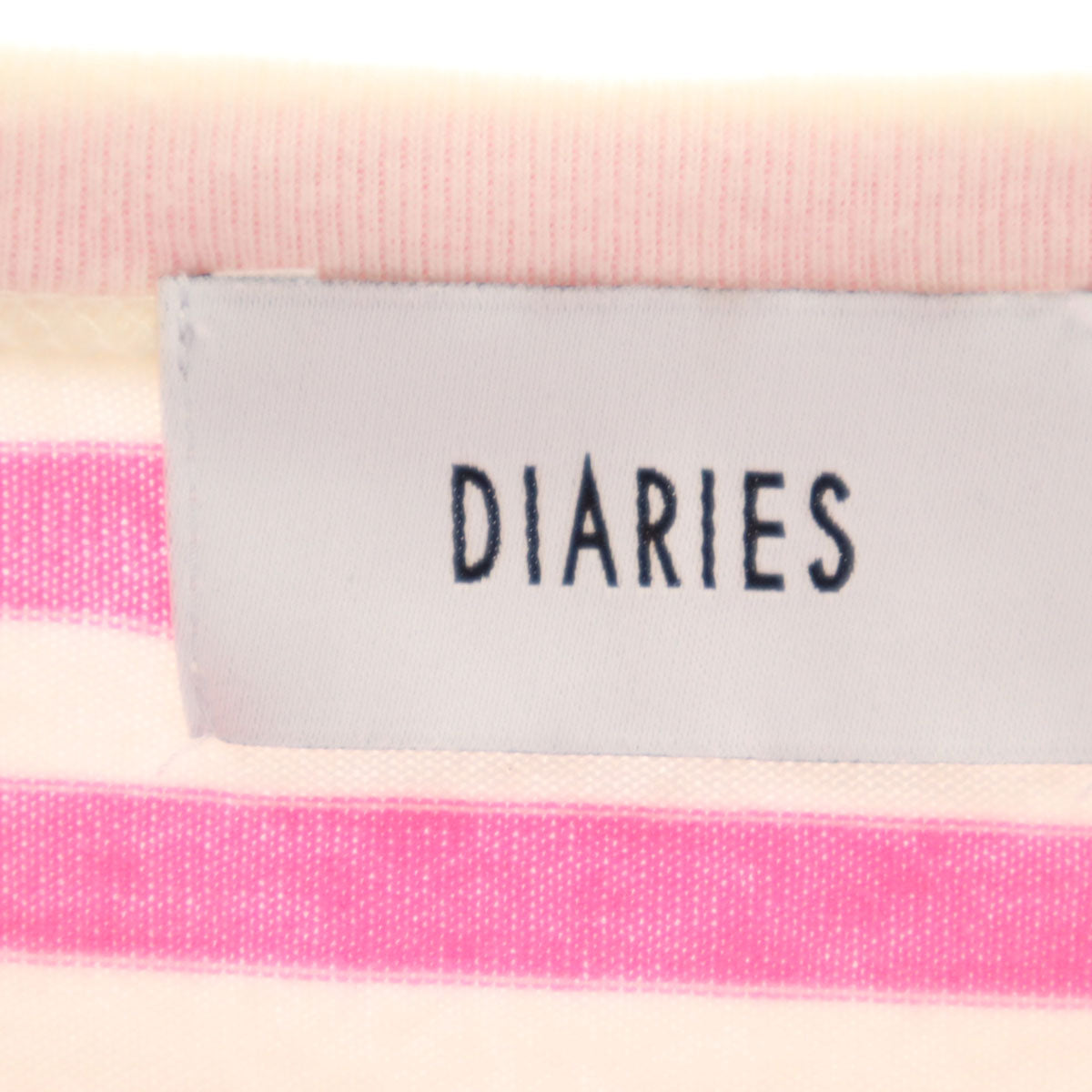 DIARIES ダイアリーズ 日本製 ボーダー柄 7分袖 Tシャツ ピンク レディース