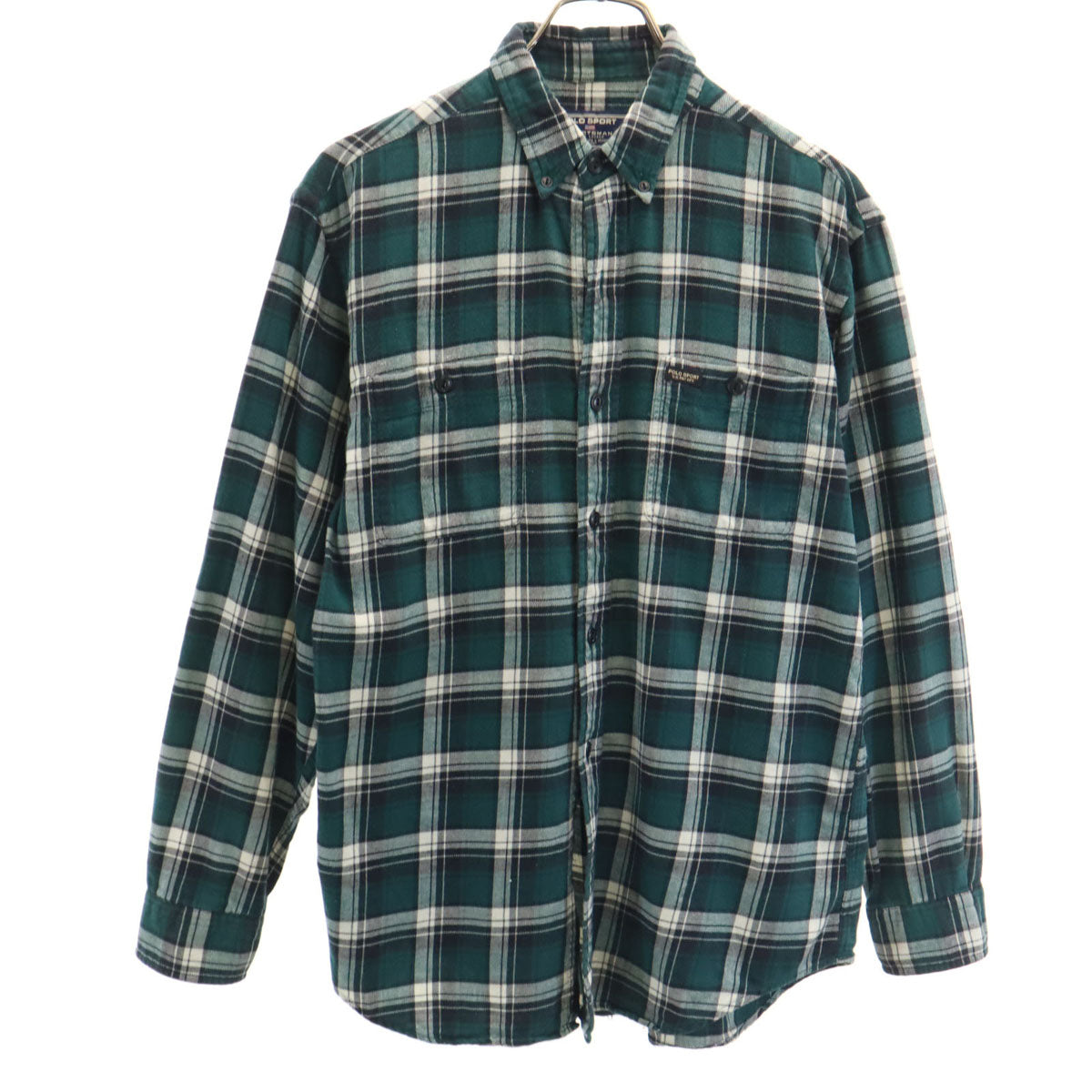 POLO SPORT RALPH LAUREN ポロスポーツラルフローレン チェック柄 長袖 コットンネル ボタンダウンシャツ 170 深緑 キッズ