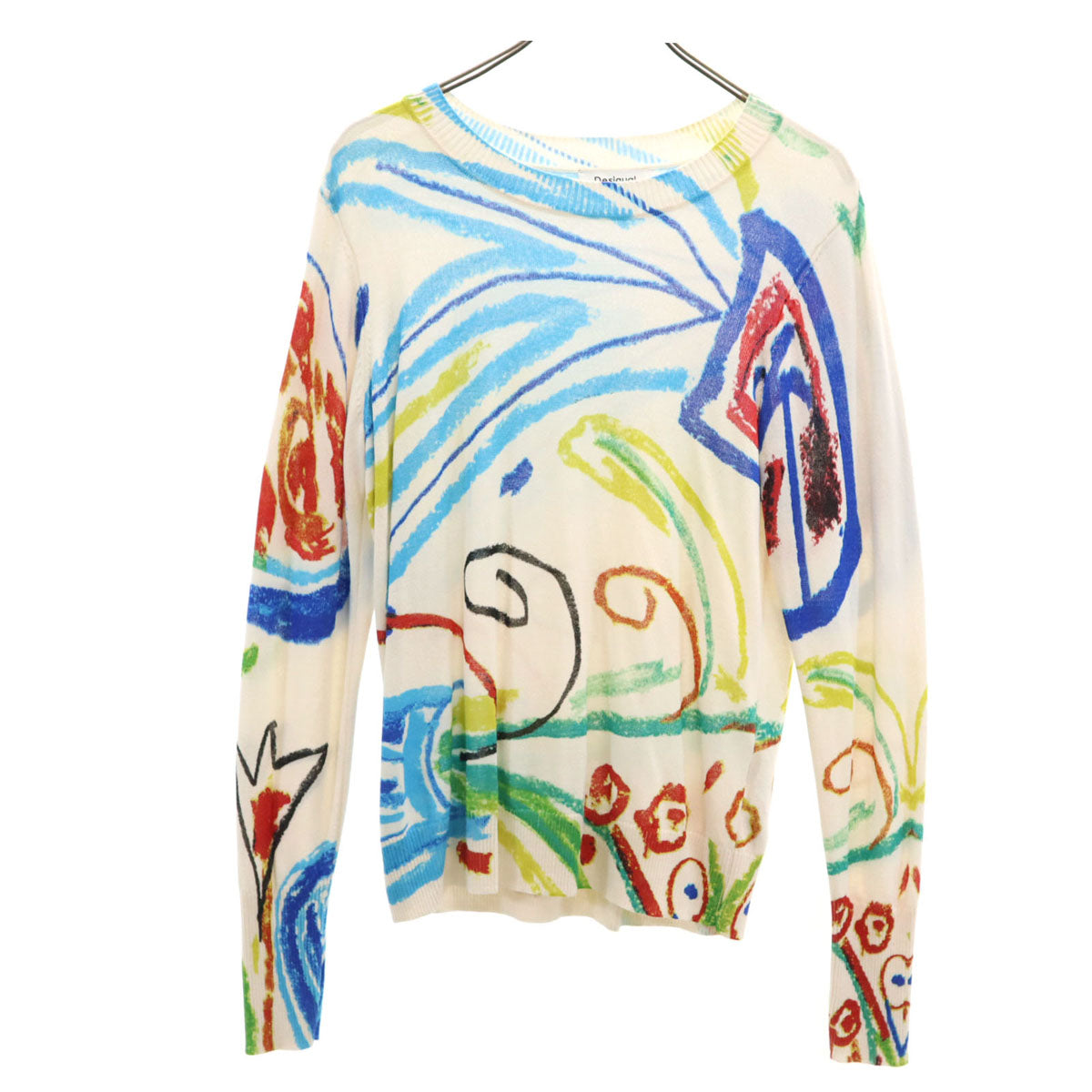 Desigual デシグアル 総柄 長袖 ニット XL アイボリー メンズ