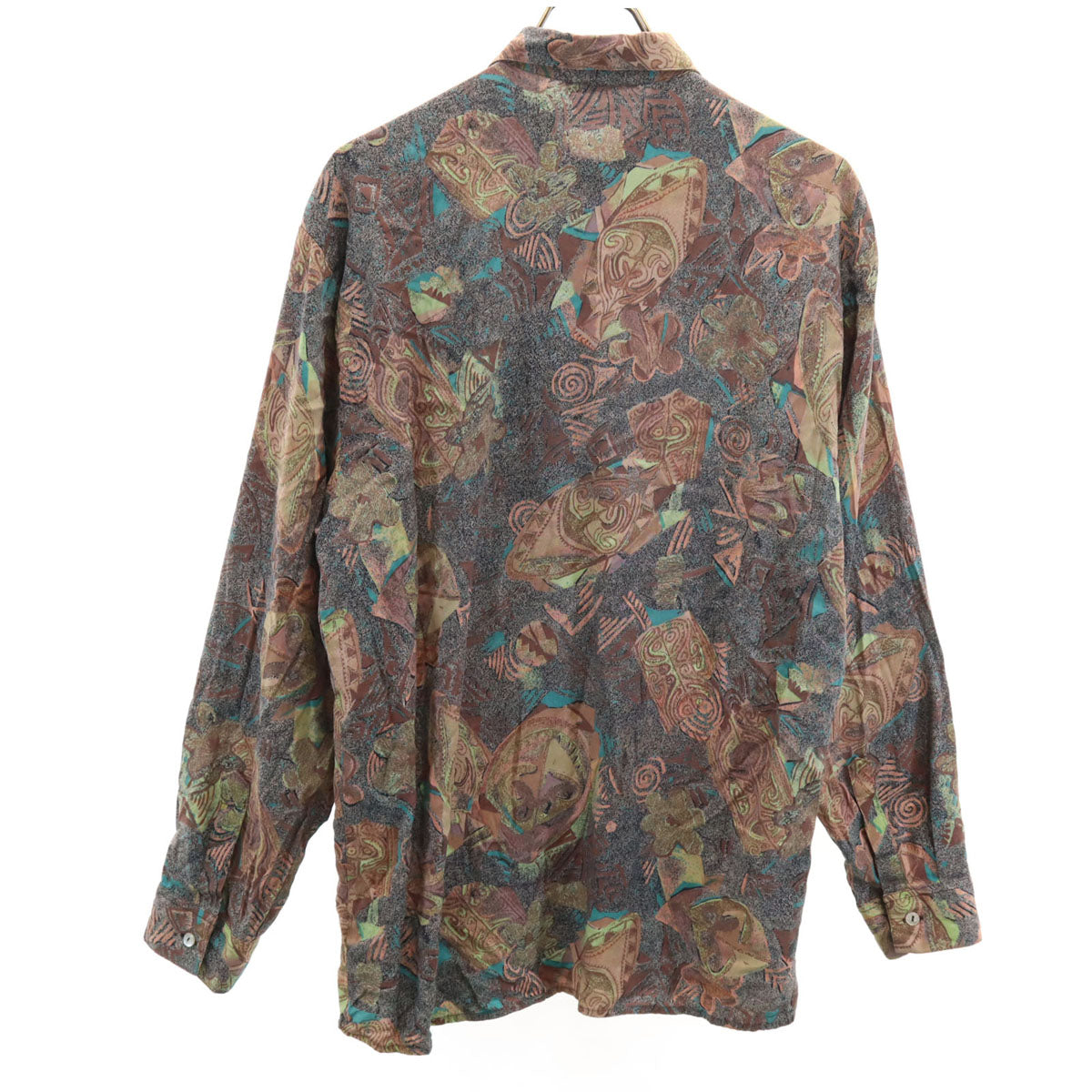 ユーロファッション 80s 90s オールド 総柄 長袖 シャツ M マルチ メンズ