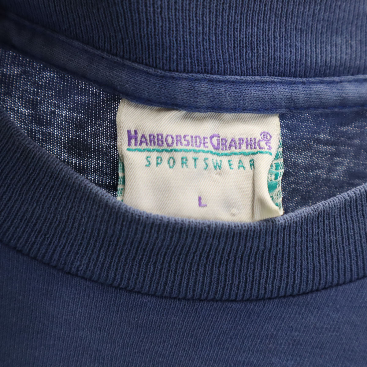 HARBORSIDE GRAPHICS ハーバーサイドグラフィックス 90s オールド USA製 蛙 半袖 シングルステッチ 両面プリント Tシャツ L ブルー メンズ