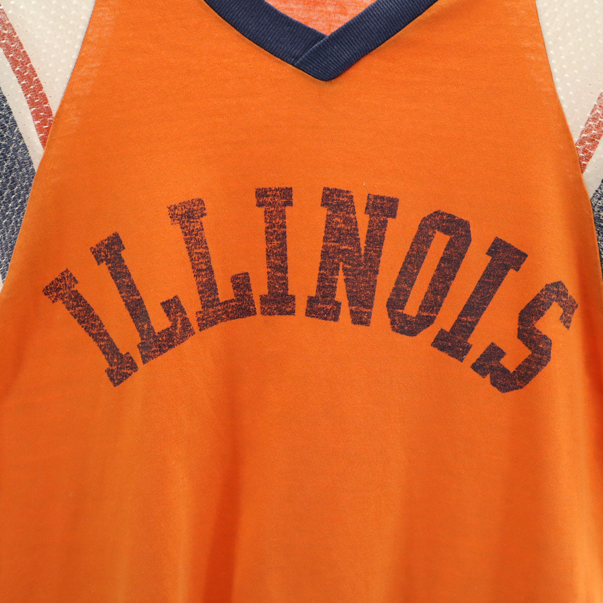 Champion チャンピオン 70s ヴィンテージ USA製 バータグ 半袖 Vネック フットボール Tシャツ L オレンジ シングルステッチ メンズ