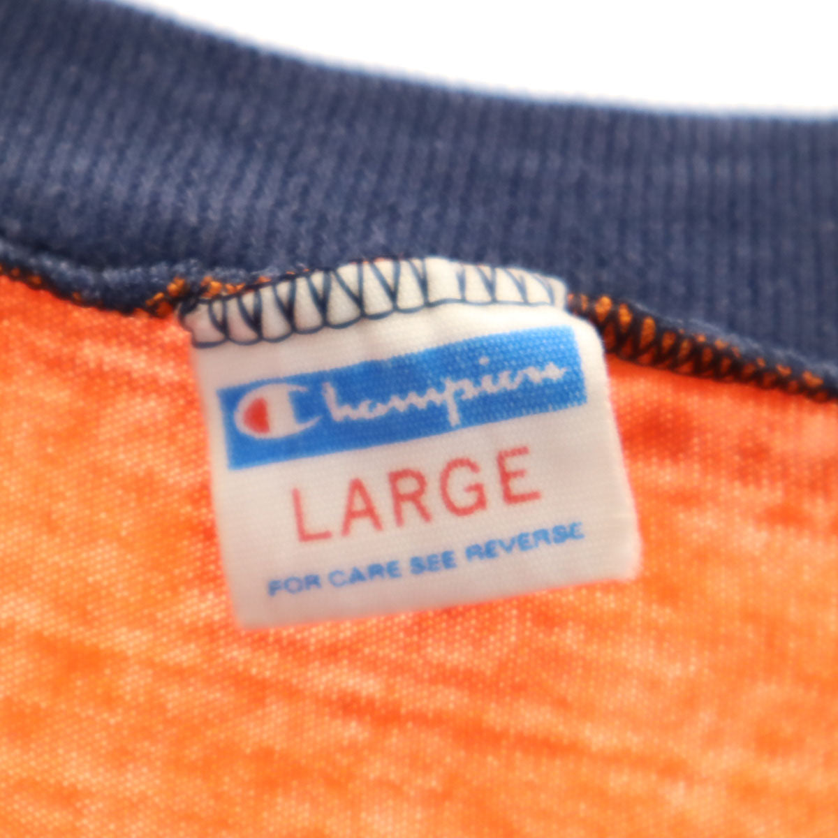 Champion チャンピオン 70s ヴィンテージ USA製 バータグ 半袖 Vネック フットボール Tシャツ L オレンジ シングルステッチ メンズ