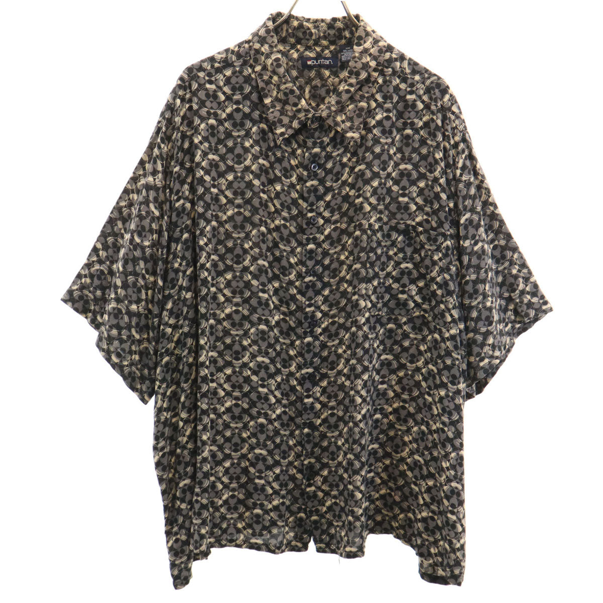 ピューリタン 90s オールド 総柄 半袖 シャツ 3XL グレー メンズ