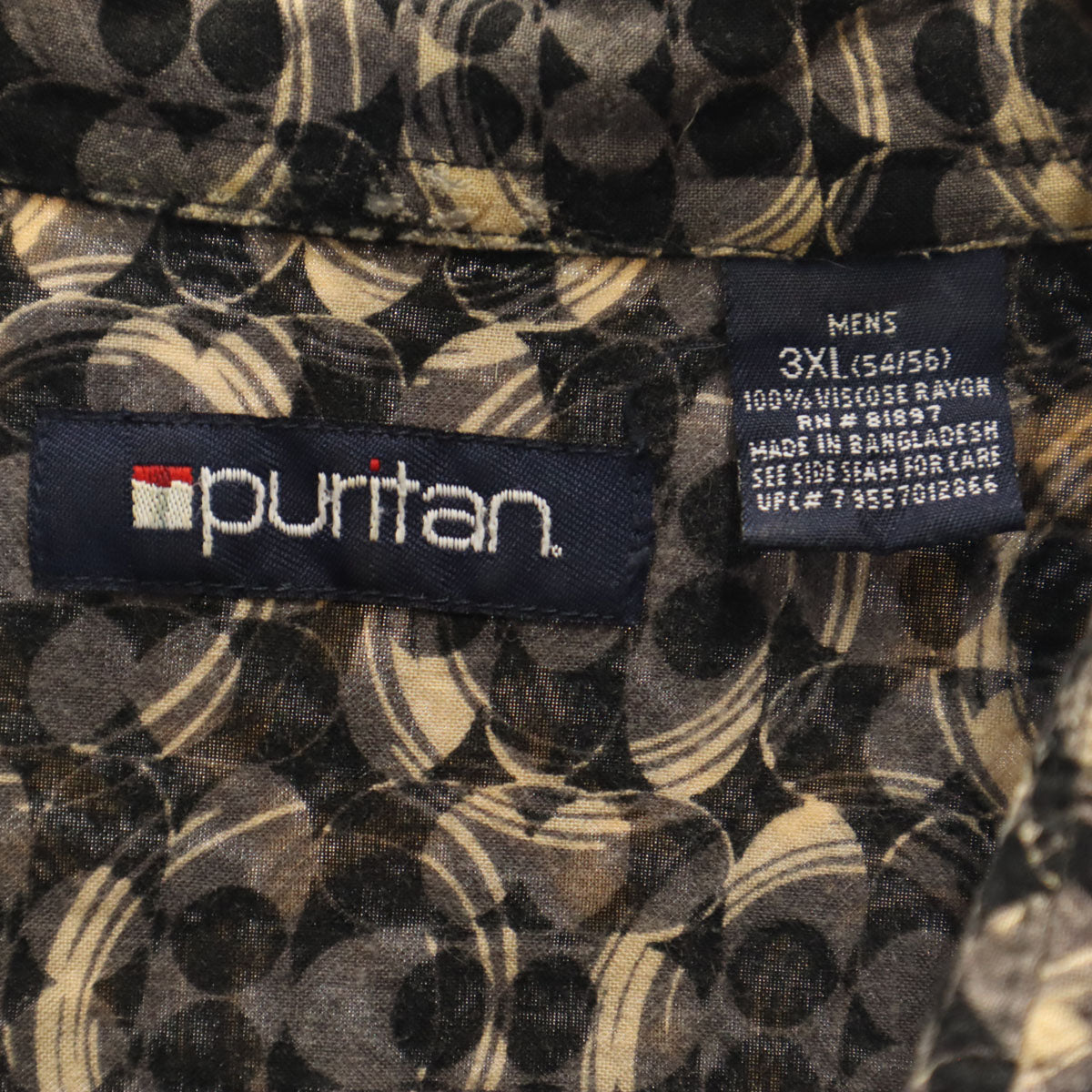 ピューリタン 90s オールド 総柄 半袖 シャツ 3XL グレー メンズ