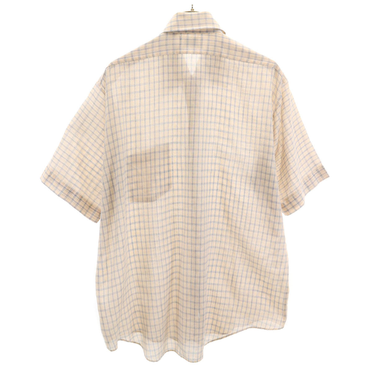 70s 80s ヴィンテージ チェック柄 半袖 ボックスシルエット シャツ 161/2 ベージュ メンズ