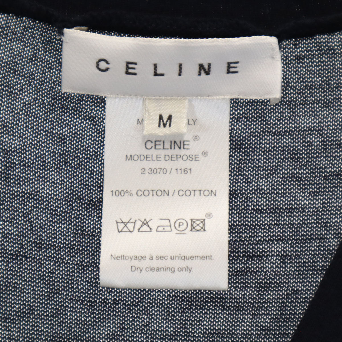 CELINE セリーヌ イタリア製 半袖 Vネック ニットベスト M ネイビー レディース