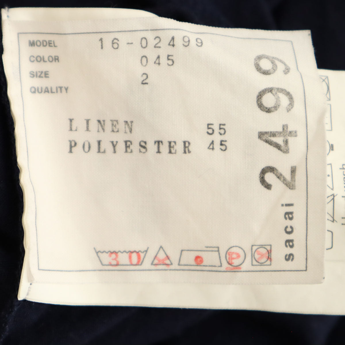 Sacai サカイ 日本製 リネンブレンド 半袖 フリンジ Tシャツ 2 ネイビー ポケT レディース