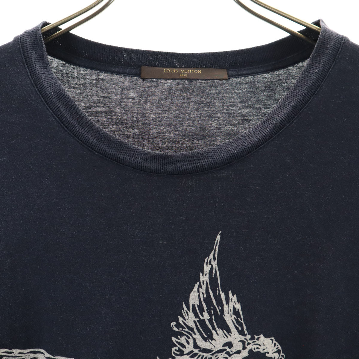 LOUIS VUITTON ルイヴィトン イタリア製 シルクブレンド エンジェル プリント 半袖 Tシャツ XL ネイビー 天使 メンズ