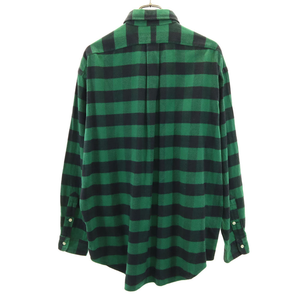 ラルフローレン 90s オールド BIG SHIRT チェック柄 長袖 フランネル ボタンダウンシャツ M グリーン RALPH LAUREN ビッグシルエット メンズ