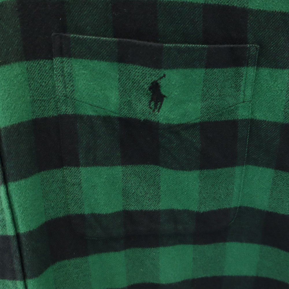 ラルフローレン 90s オールド BIG SHIRT チェック柄 長袖 フランネル ボタンダウンシャツ M グリーン RALPH LAUREN ビッグシルエット メンズ