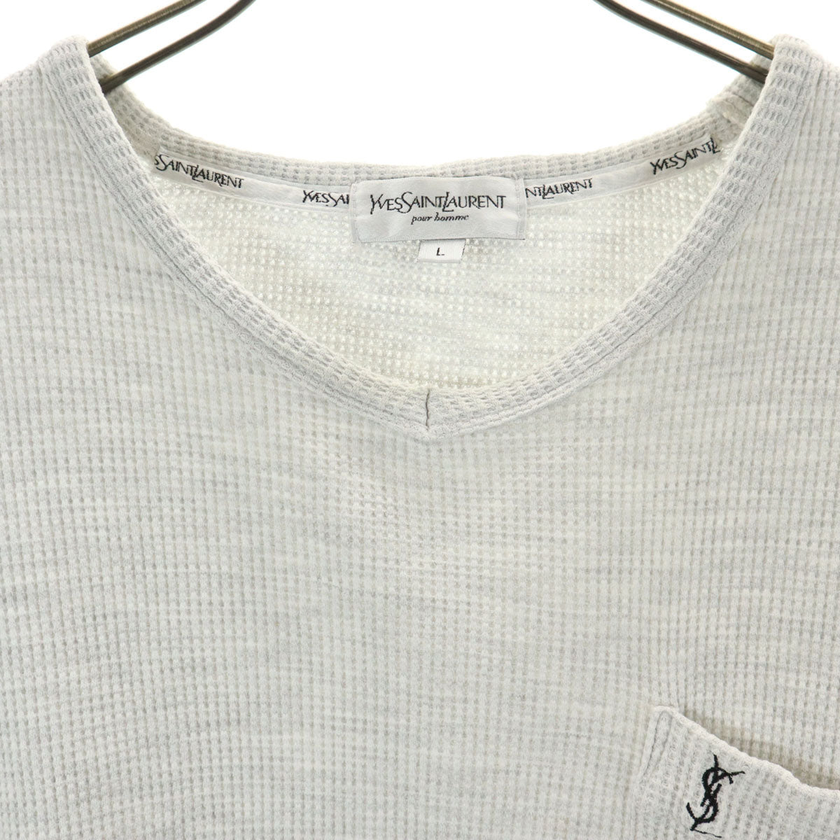 YVES SAINT LAURENT イヴサンローラン 半袖 Vネック ワッフル Tシャツ