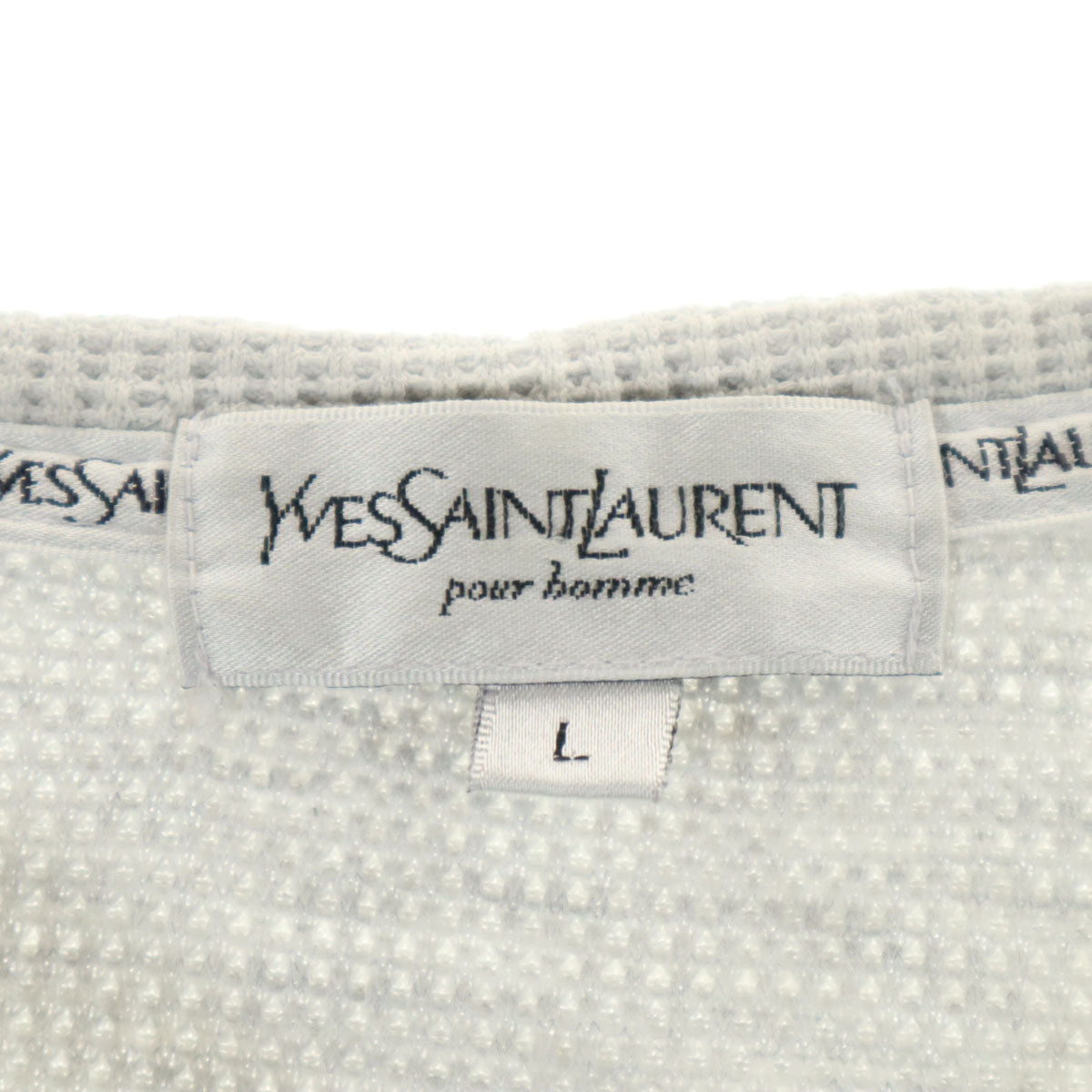 YVES SAINT LAURENT イヴサンローラン 半袖 Vネック ワッフル Tシャツ L グレー pour homme メンズ YVES SAINT LAURENT イヴサンローラン 半袖 Vネック ワッフル Tシャツ