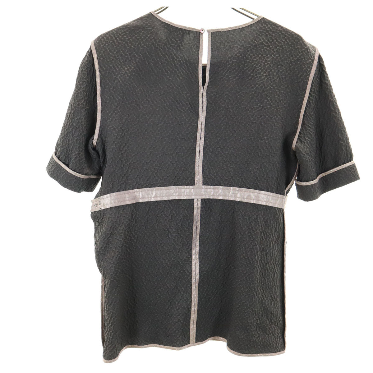 LOUIS VUITTON ルイヴィトン フランス製 シルク 半袖 カットソー 36 グレー系 レディース