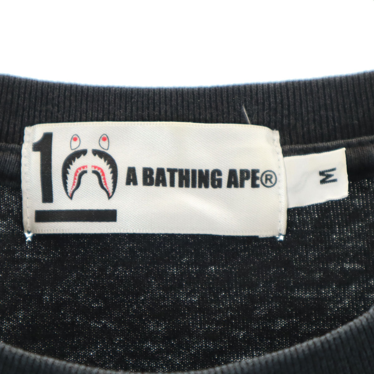 A BATHING APE アベイシングエイプ シャークプリント 半袖 Tシャツ M 黒 10周年記念 メンズ