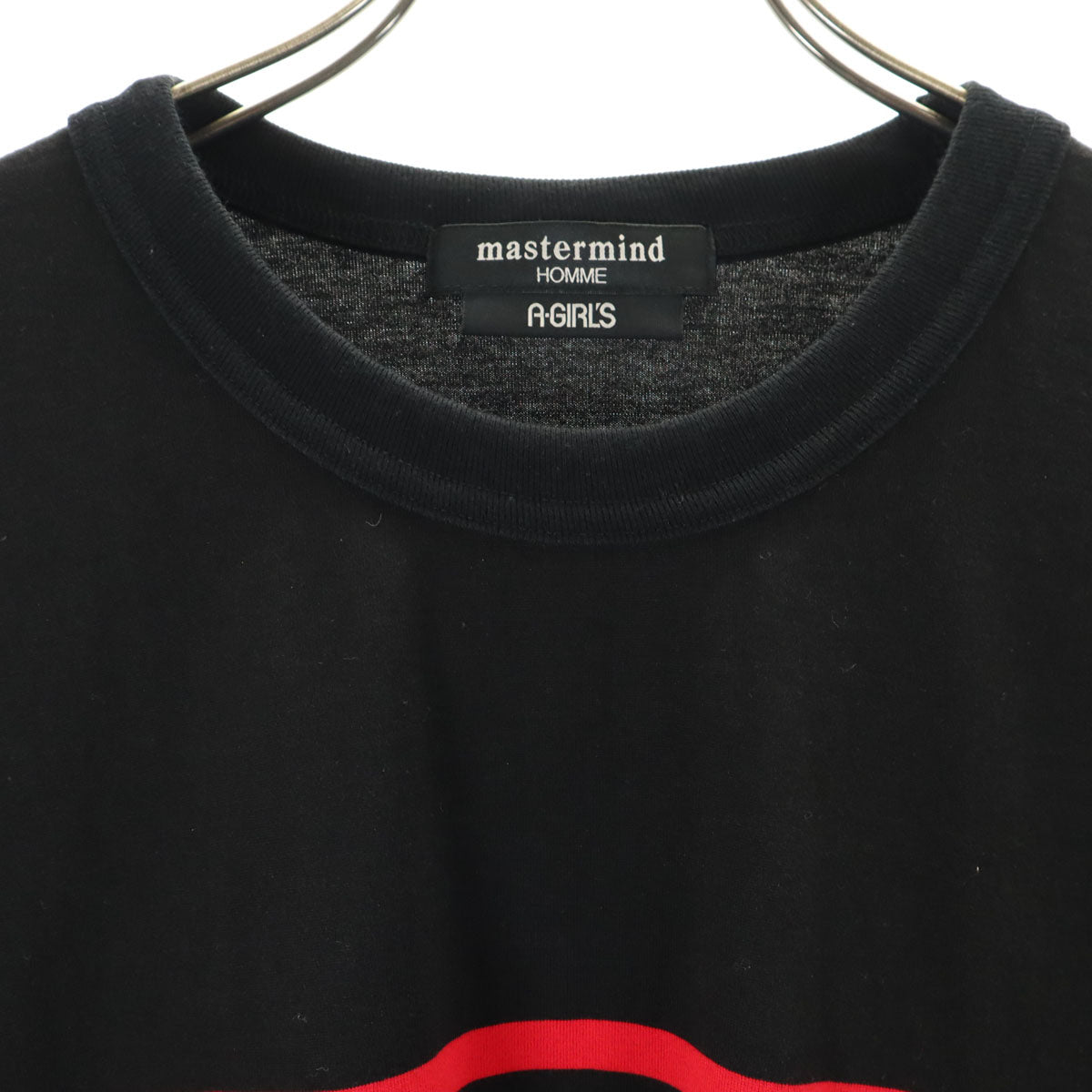 マスターマインドオム A GIRL'S エイガールズ 日本製 ボーダー柄 半袖 Tシャツ L 黒×赤 メンズ