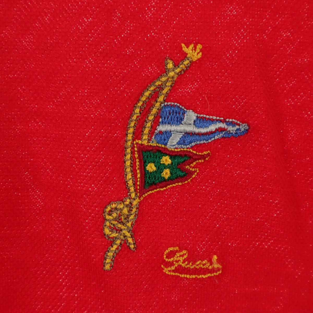 GUCCI グッチ 80s イタリア製 ヴィンテージ 半袖 ポロシャツ M 赤 鹿の子地 メンズ