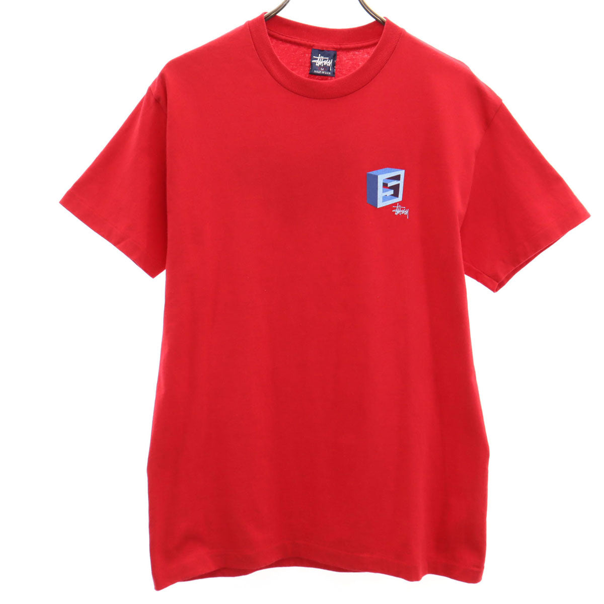 STUSSY ステューシー 90s USA製 オールド 紺タグ 半袖 シングルステッチ Tシャツ M レッド メンズ