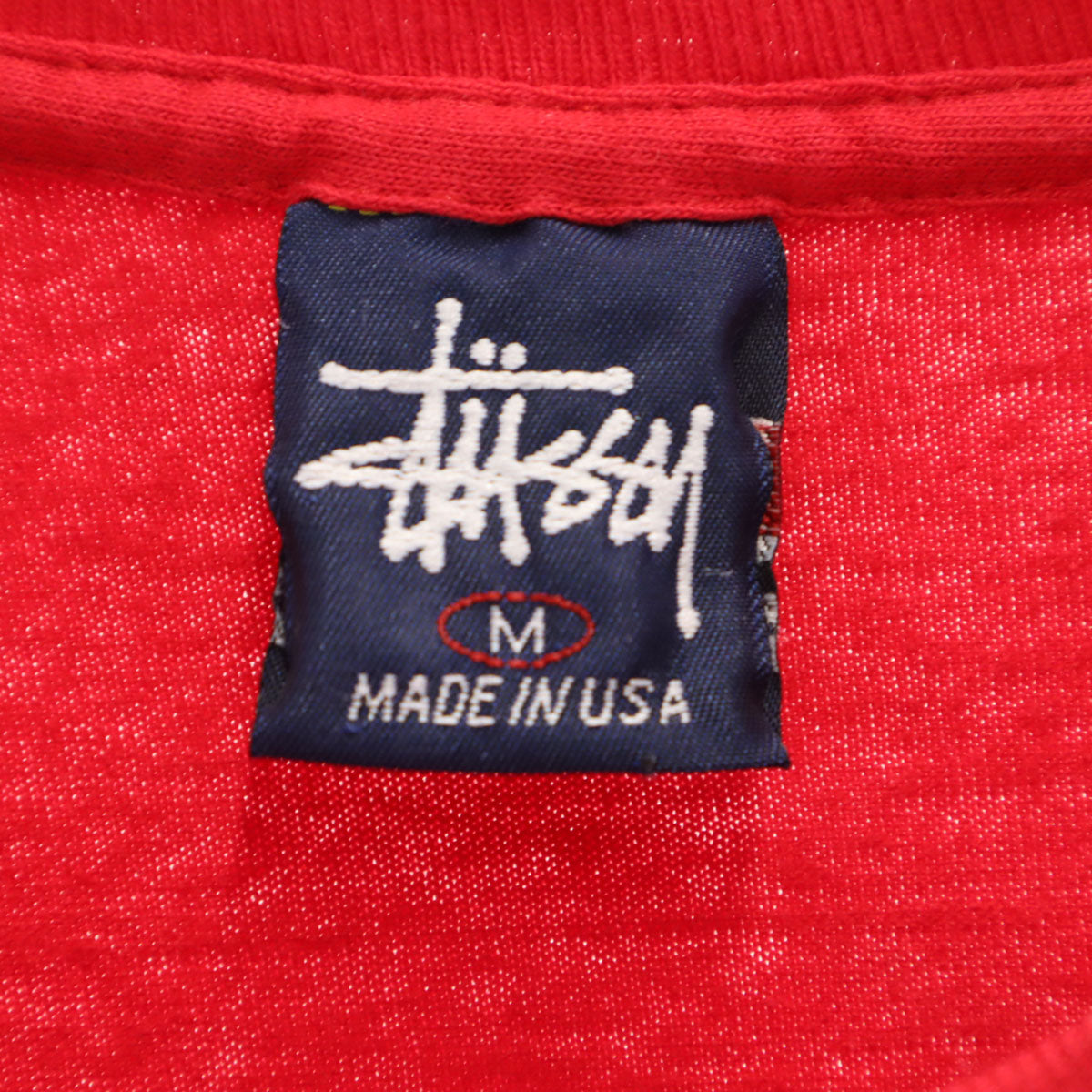 STUSSY ステューシー 90s USA製 オールド 紺タグ 半袖 シングルステッチ Tシャツ M レッド メンズ