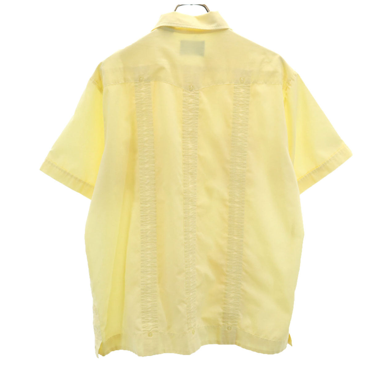 80s ヴィンテージ 半袖 キューバシャツ L イエロー メンズ