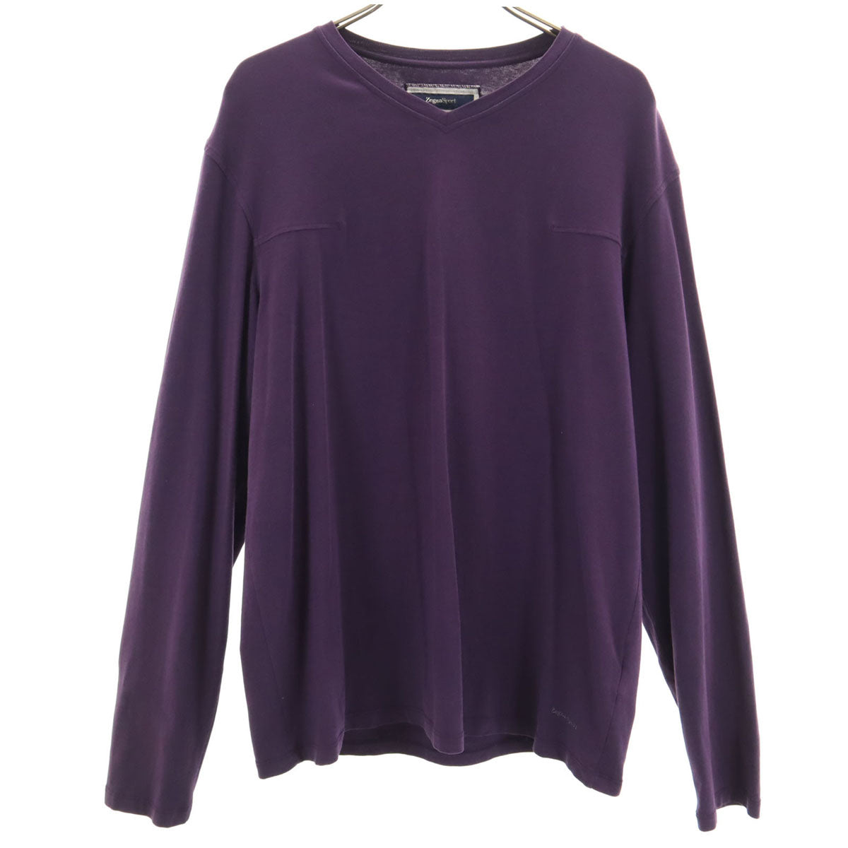 Zegna Sport ゼニアスポーツ 長袖 Vネック ストレッチ Tシャツ パープル カットソー メンズ
