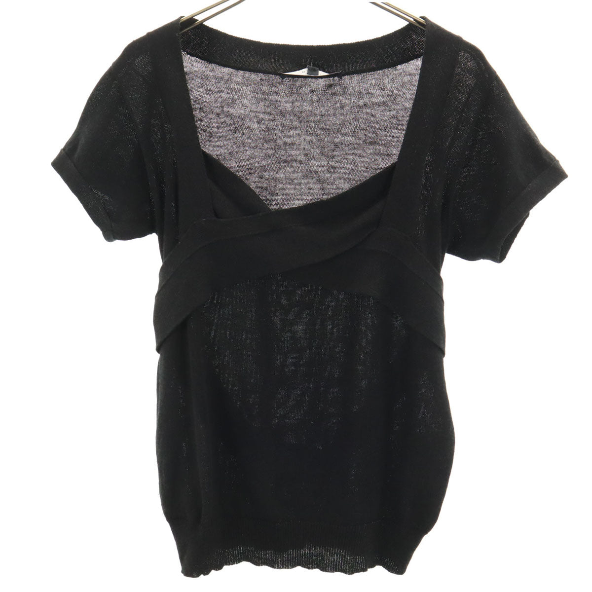 GUCCI グッチ イタリア製 半袖 ニット L ブラック レディース