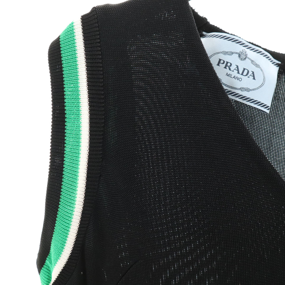 PRADA プラダ イタリア製 ノースリーブ ニット ミニワンピース 38 ブラック レディース
