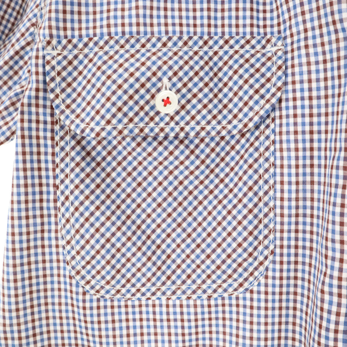 COMME des GARCONS HOMME コムデギャルソンオム 2014年 日本製 ギンガムチェック 半袖 ボタンダウンシャツ S ホワイト メンズ