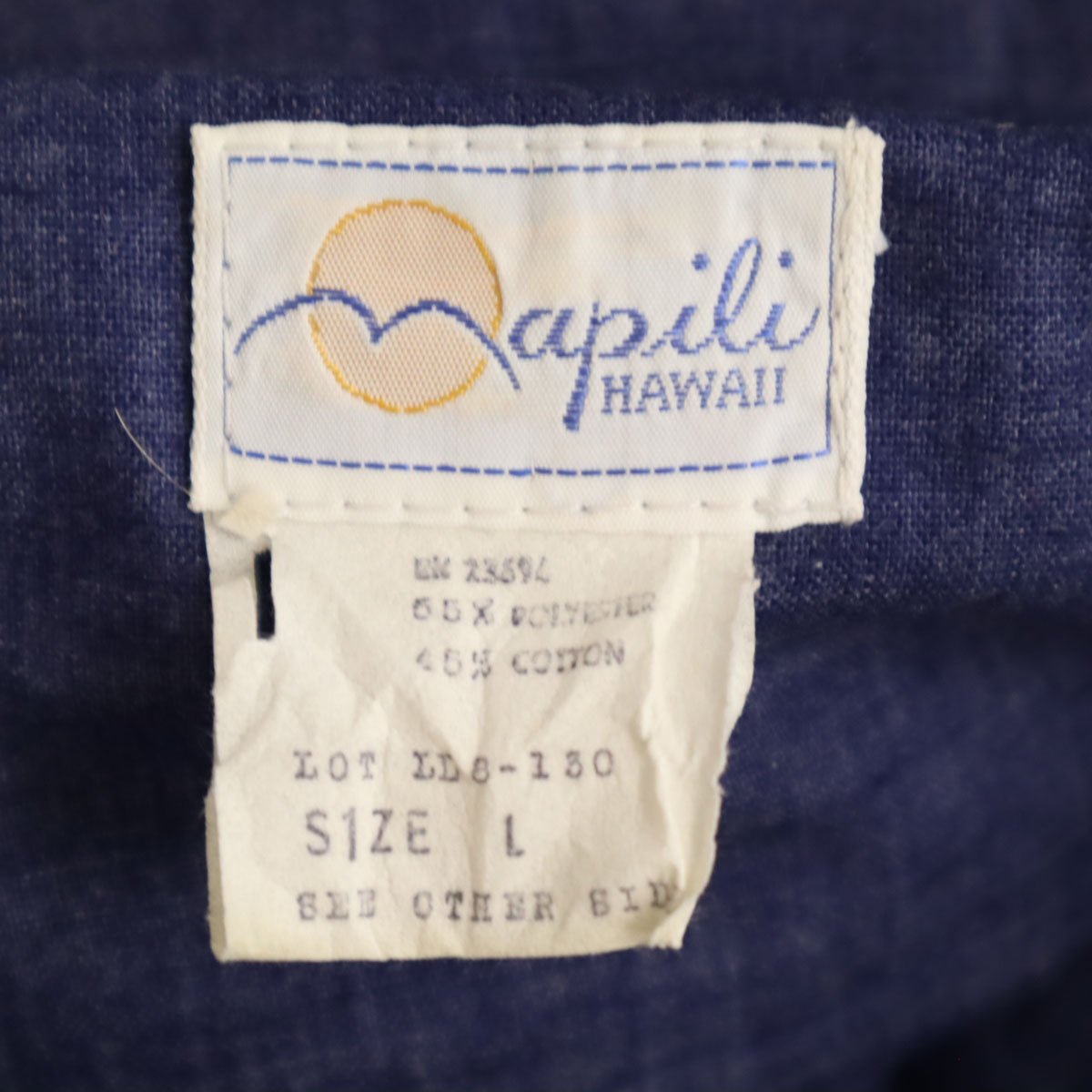 Mapili Hawaiian 80s ヴィンテージ 半袖 オープンカラー ワークシャツ L ネイビー メンズ