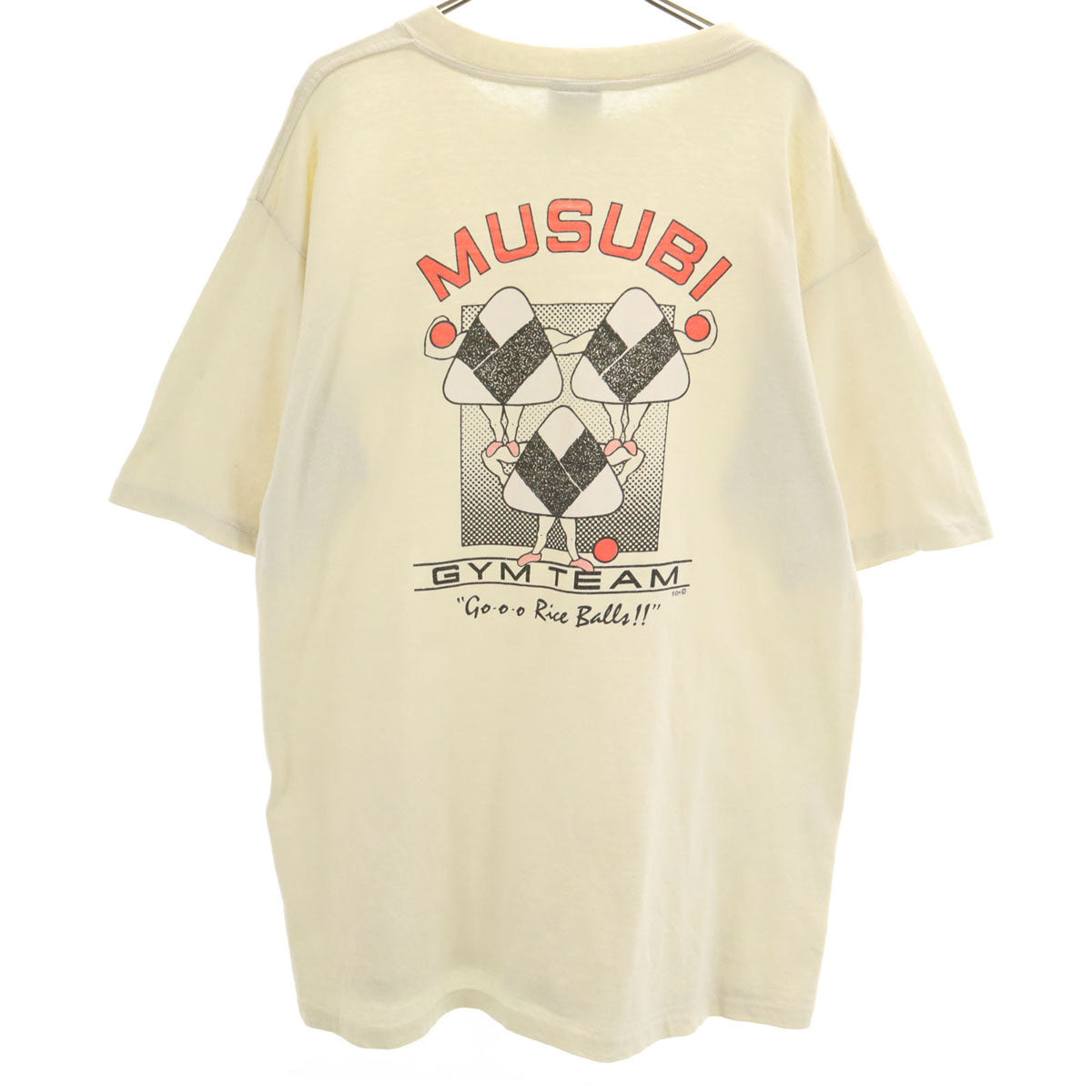 ONEITA オニータ 90s USA製 オールド むすび ジムチーム 半袖 Tシャツ XL クリーム POWER-T おにぎり シングルステッチ メンズ