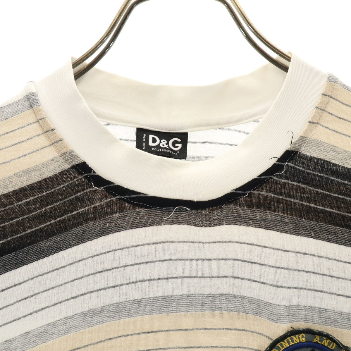ディーアンドジー ドルチェアンドガッバーナ イタリア製 ボーダー柄 半袖 Tシャツ L ベージュ レディース