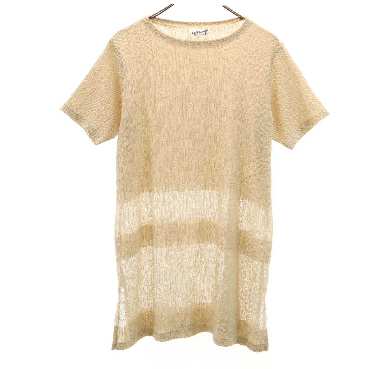 HAI SPORTING GEAR ハイスポーティングギア 80s 90s オールド 半袖 チュニック丈 カットソー M ベージュ イッセイミヤケ レディース