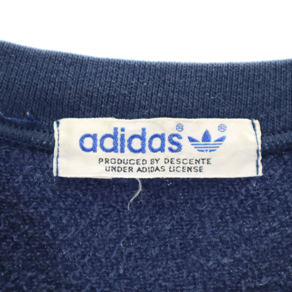 adidas アディダス 70s 80s デサント製 ヴィンテージ 半袖 パイル地 Tシャツ O ネイビー メンズ