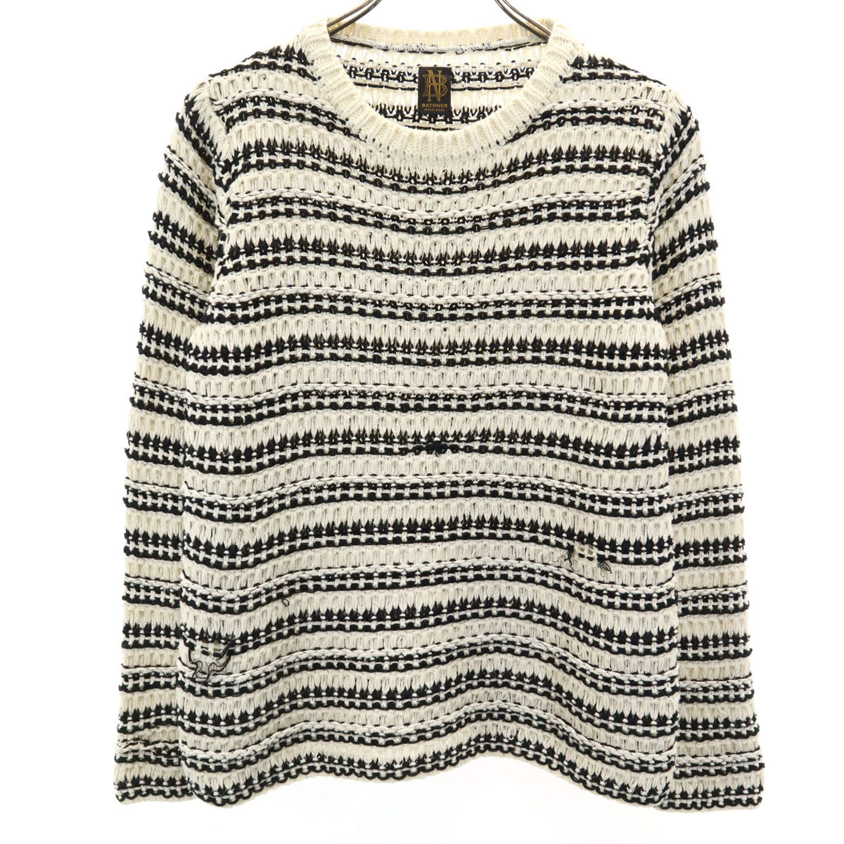 BATONER バトナー ボーダー柄 長袖 ニット 1 アイボリー レディース