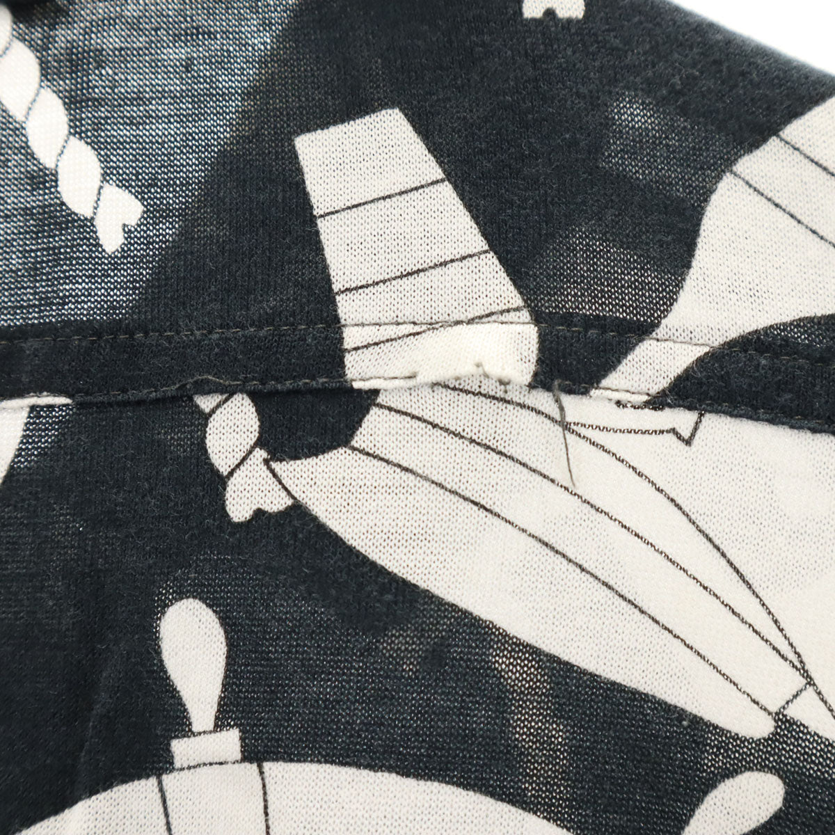 CELINE セリーヌ 90s イタリア製 オールド ジェーシーシー マリン柄 半袖 コットンシャツ 40 ブラック レディース