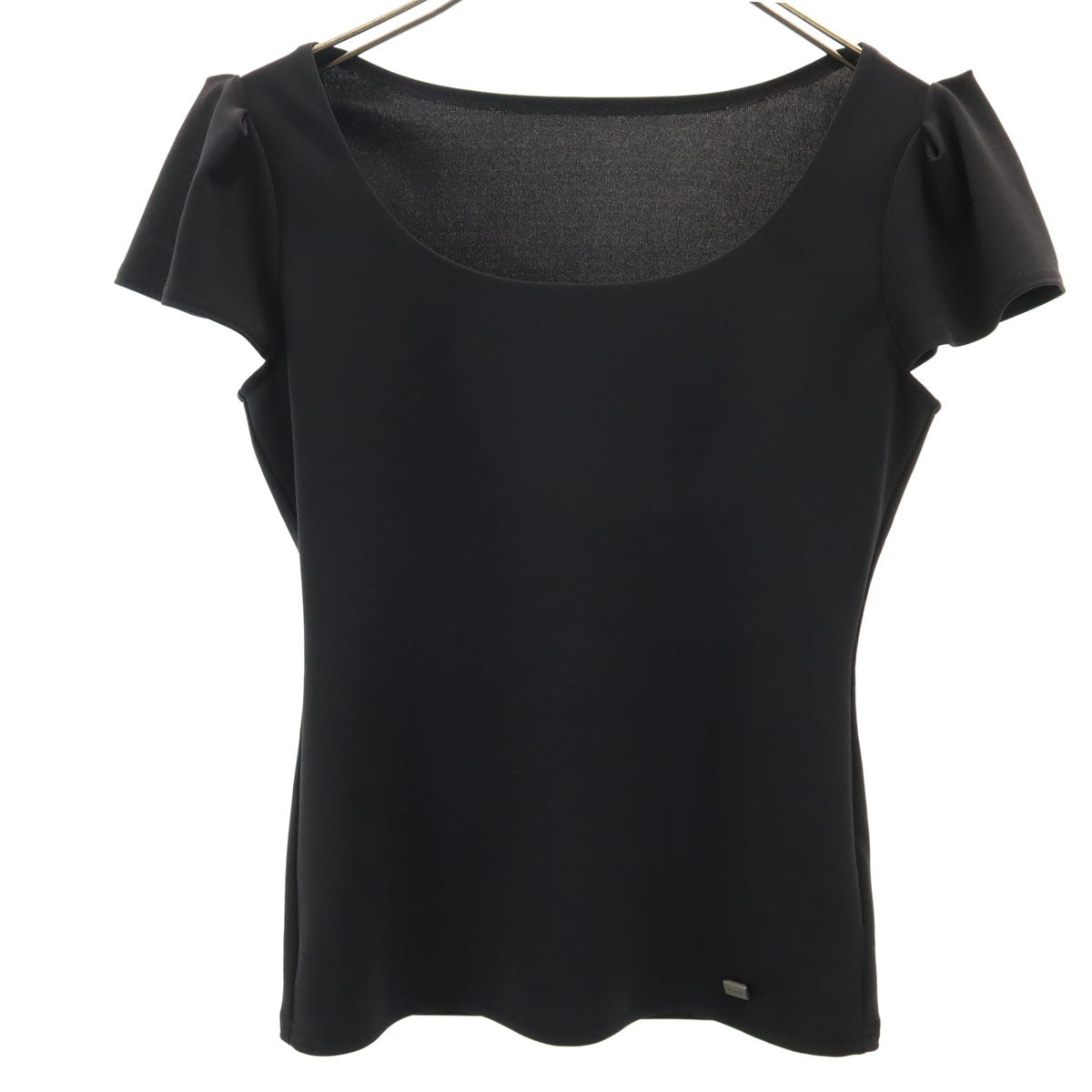 FOXEY NEW YORK フォクシーニューヨーク 日本製 半袖 カットソー 38 ブラック フレンチスリーブ レディース