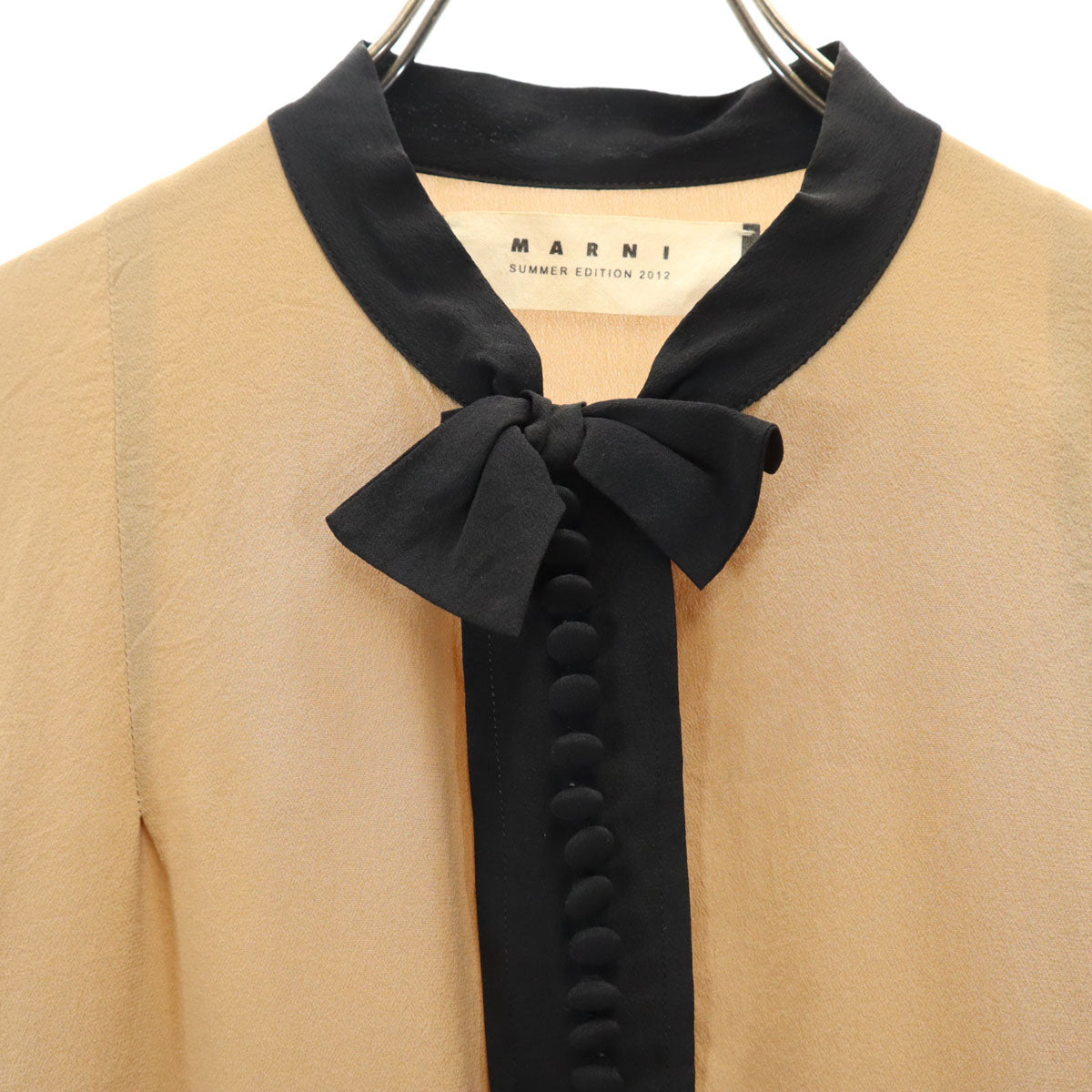 MARNI マルニ ポルトガル製 シルク 半袖 ブラウス 38 ブラウン プルオーバー レディース