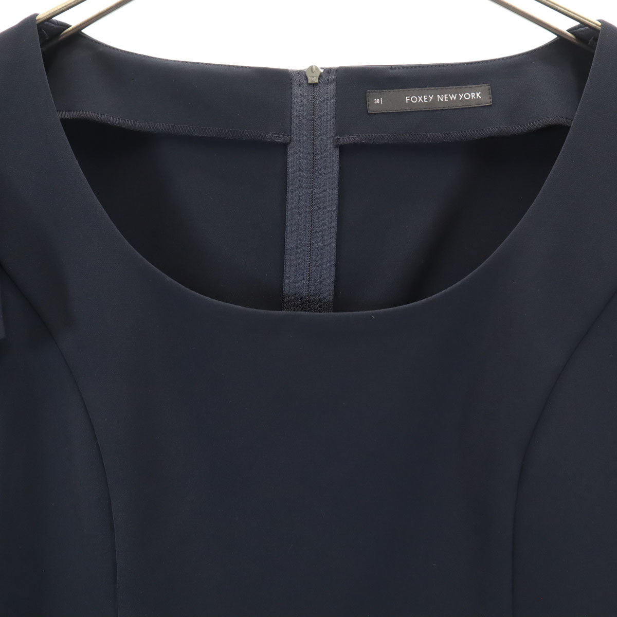 FOXEY NEW YORK フォクシーニューヨーク 日本製 半袖 ミニワンピース 38 濃紺 レディース