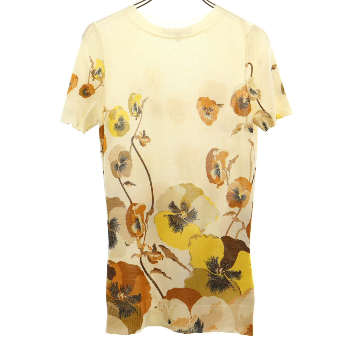 GUCCI グッチ イタリア製 カシミヤブレンド 花柄 半袖 ニット S アイボリー レディース