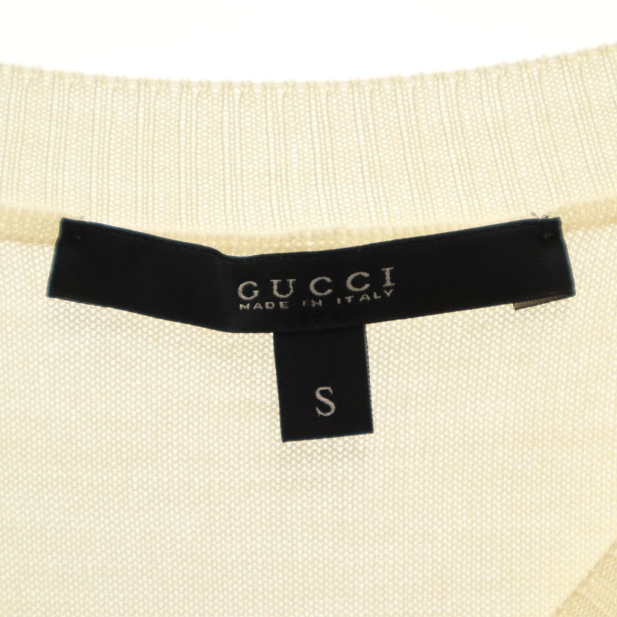 GUCCI グッチ イタリア製 カシミヤブレンド 花柄 半袖 ニット S アイボリー レディース