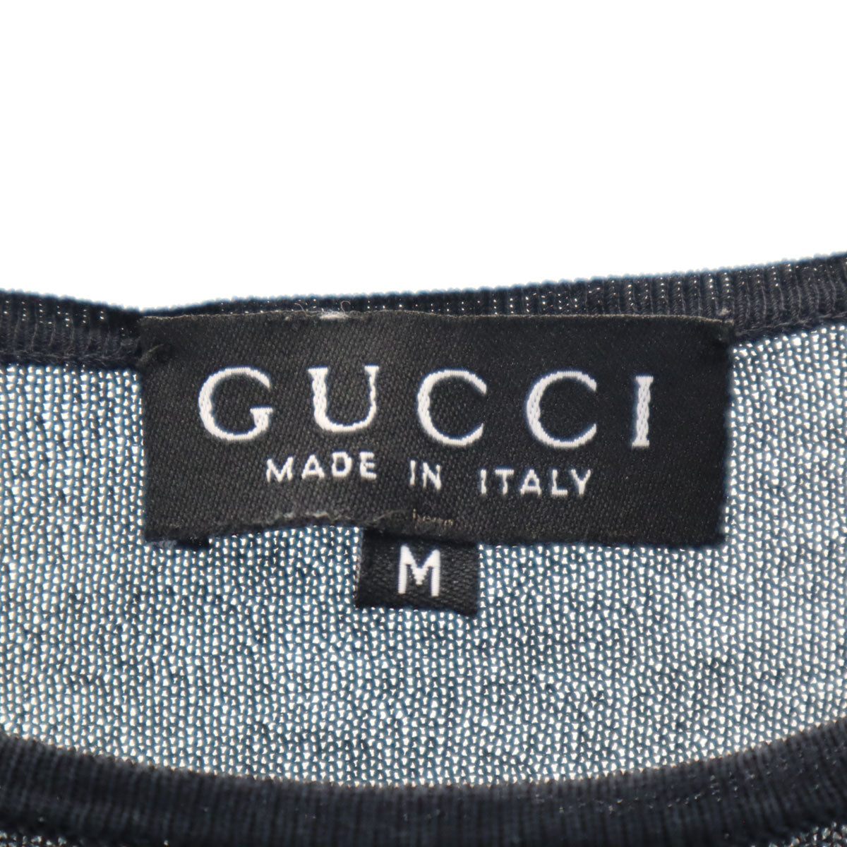 GUCCI グッチ イタリア製 シルク 半袖 ニット M 濃紺 レディース